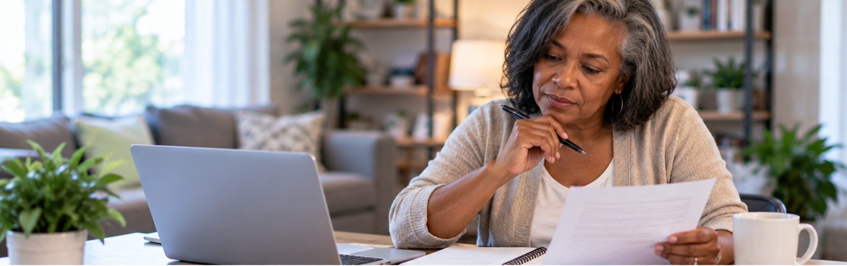 Man writing while organizing information and working toward clarity about what comes next.